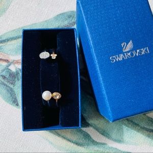 Swarovski gold silver adjustable open bracelet set